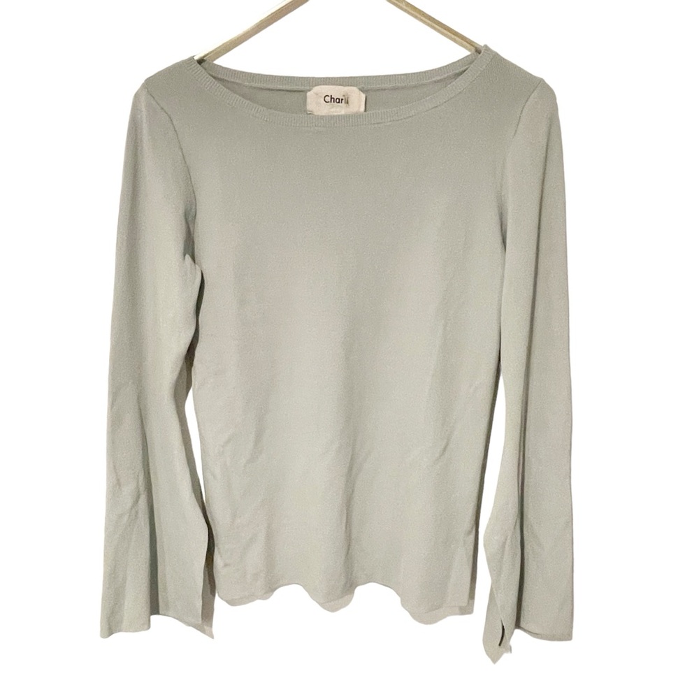Charli Size Small Light Green Jersey Knit Bell Sleeve‎ Top